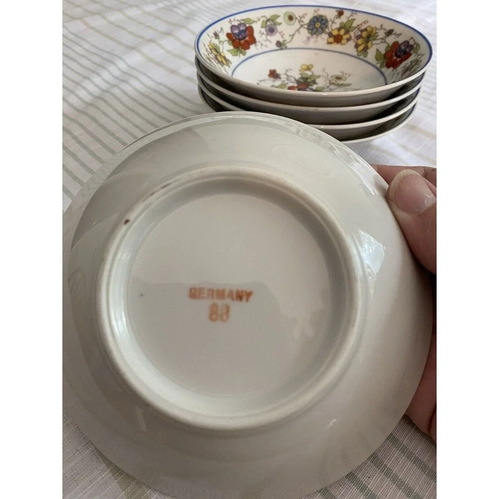Set of 5 Vintage OG Germany Wildflowers 5” Soup / Salad Dessert Bowl